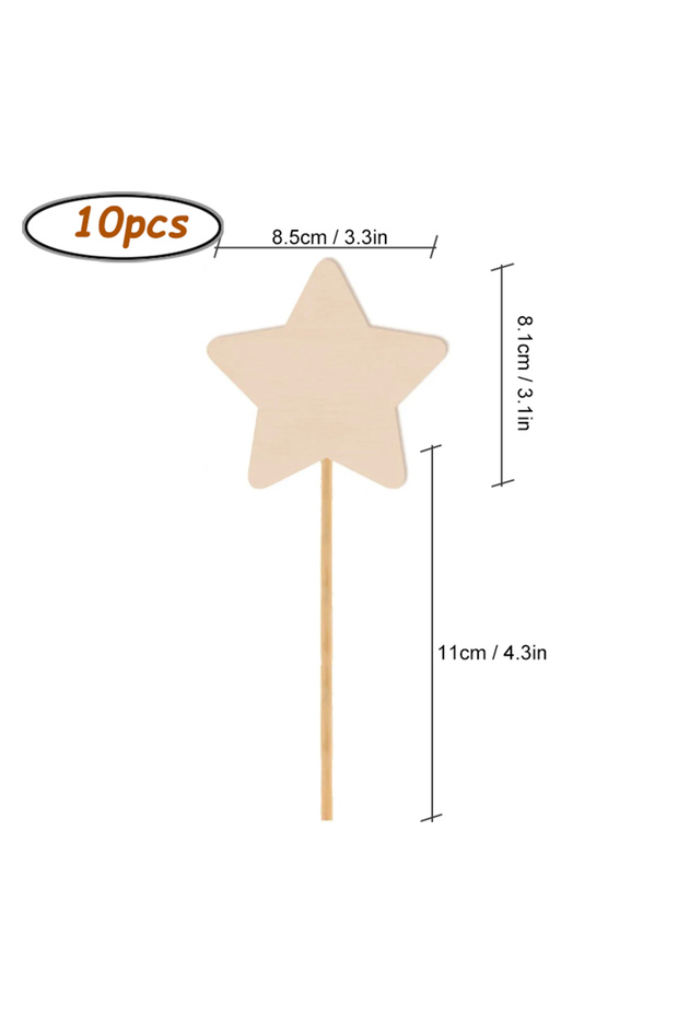 star 10pcs/pack Unfinished Wood Princess Fairy Wand DIY Fun Party Supplies for Birthday Parties Gift