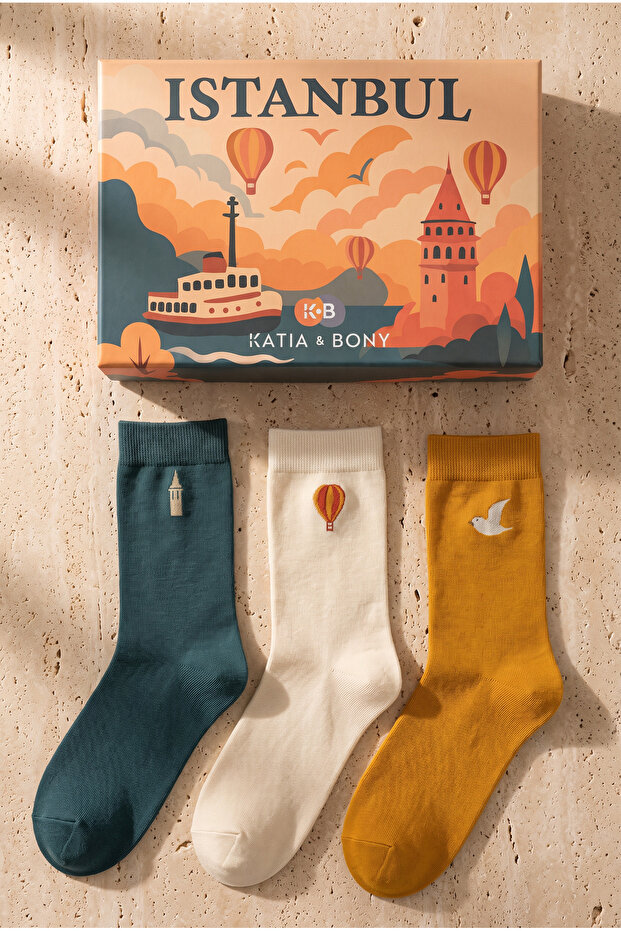 Special Istanbul Collection Boxed Set of 3 City Icons Unisex Socks