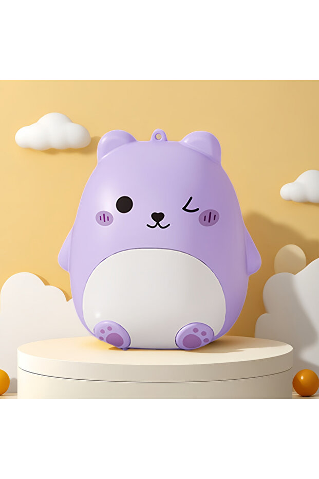 Purple Mini Portable Bear Cartoon Jewelry Storage Box Travel Sealed Five Grids Organizer Compact Per