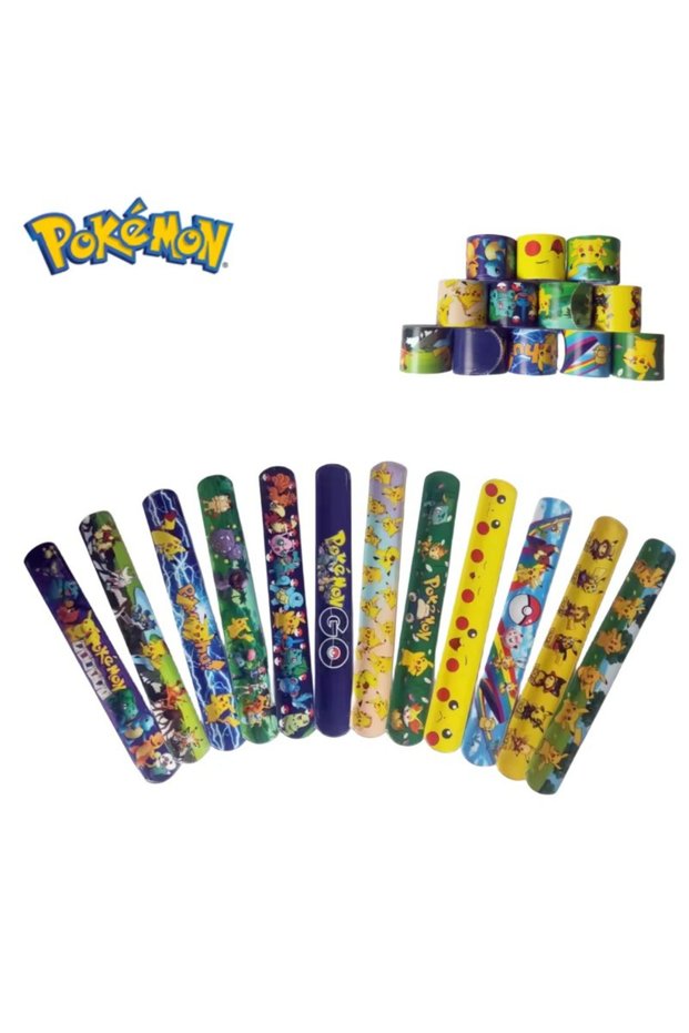 12PCS Pokemon Cute Pikachu Bracelet Wristbands A Aariety of Anime Doll Characters Children Pat Circl