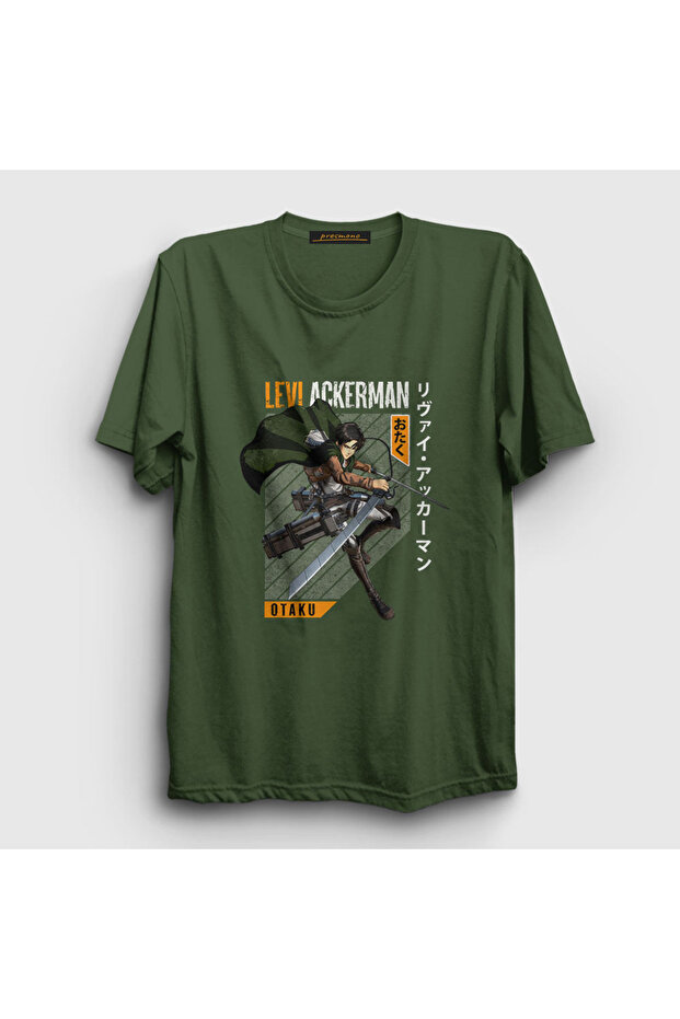 Unisex Khaki Levi Fan Anime Attack On Titan T-shirt125591tt