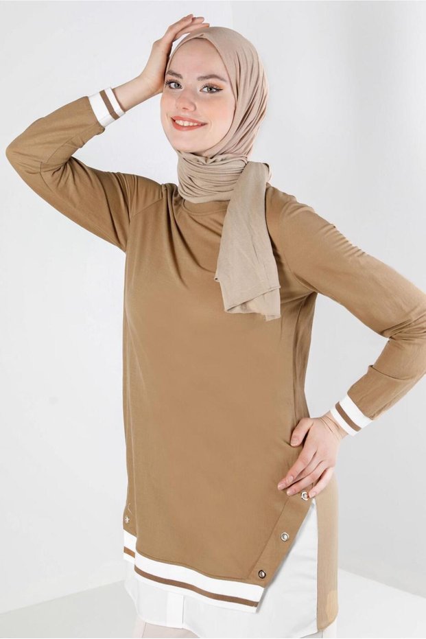 EYE DETAILED CUFFS RUBBER TUNIC 43618