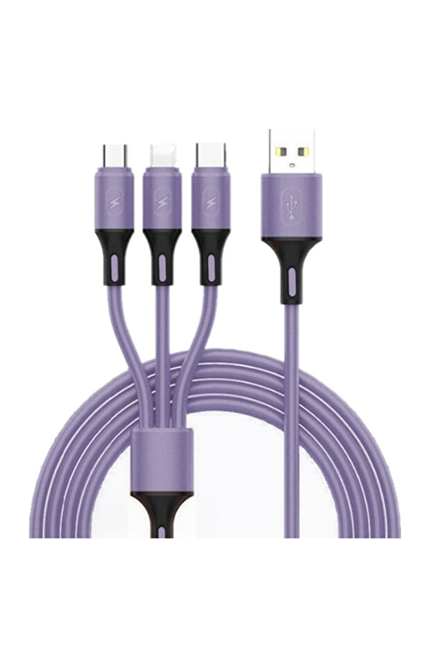 04 3 في 1 كابل USB من هلام السيليكا معتمد من MFi كابل بيانات متعدد المنافذ لجهاز iPhone...