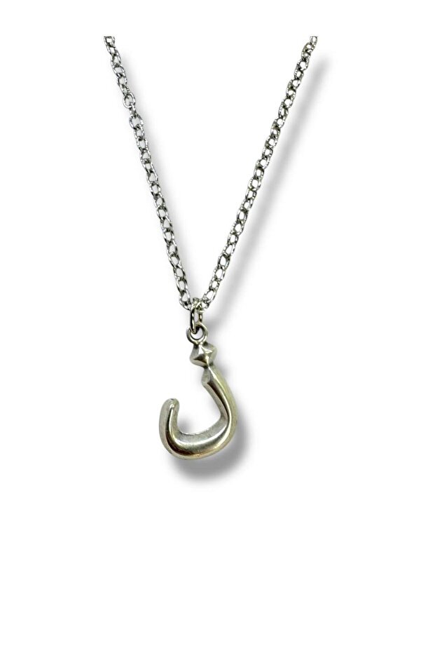 Arabic Nun Letter Necklace – ن Letter Zamak Plated Necklace | 60 cm Chain