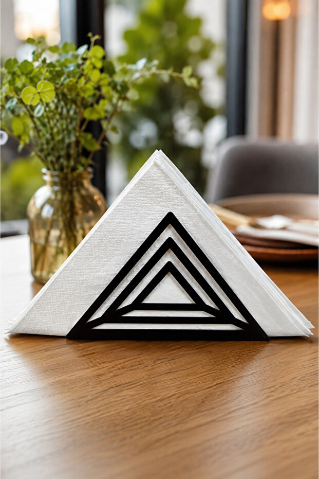 Black ❤️ Triangular Stripes ❤️ Metal Napkin Holder Tabletop Napkin Holder Stainless Napkin Holder