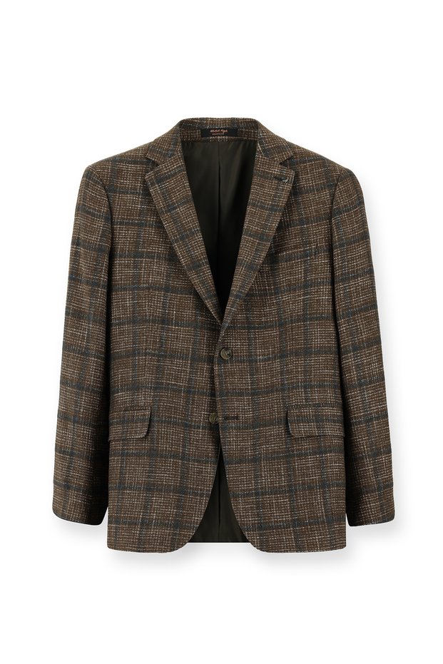 4 Drop Relaxed Fit Comfortable Cut Wool Plaid Italian Jacket