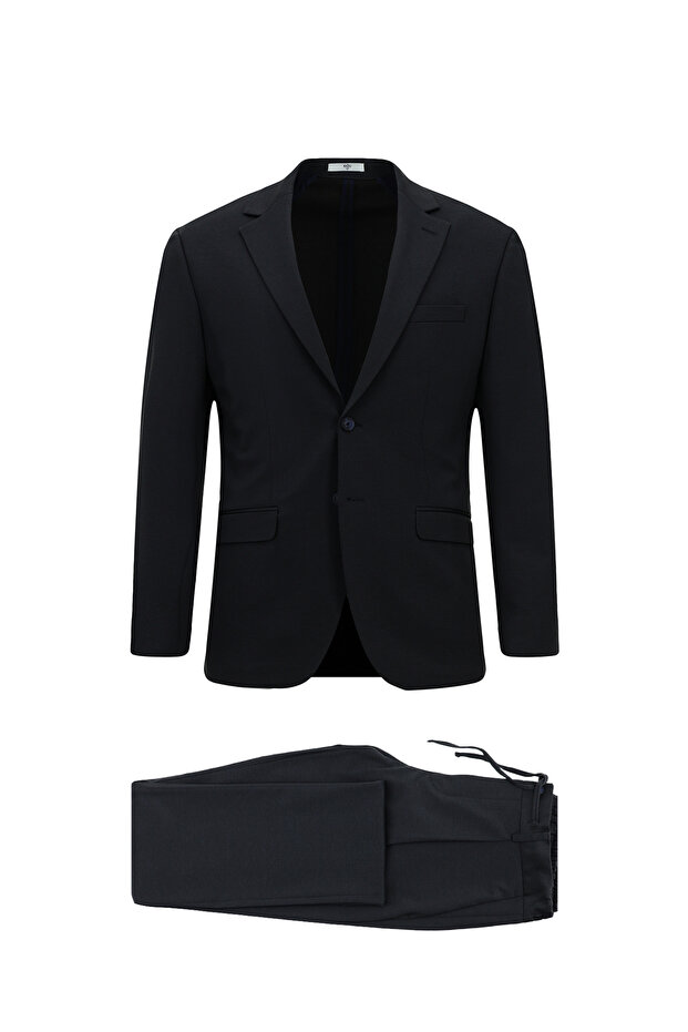 8 Drop Long Slim Fit Long Slim Fit Mono Collar Elastic Waist Drawstring Knitted Lycra Stretchy Striped Half Lining Suit