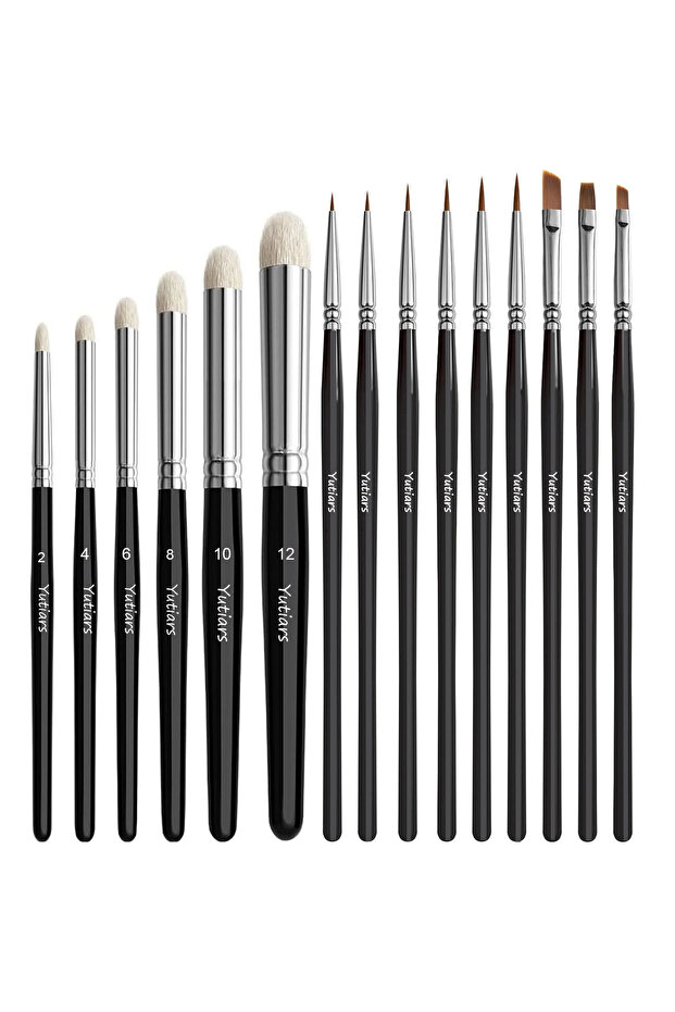 15 PCS Professional Miniature Paint Brush Set, Wood Handle Brushes for Enamel, Fantasy Figurines, Wa