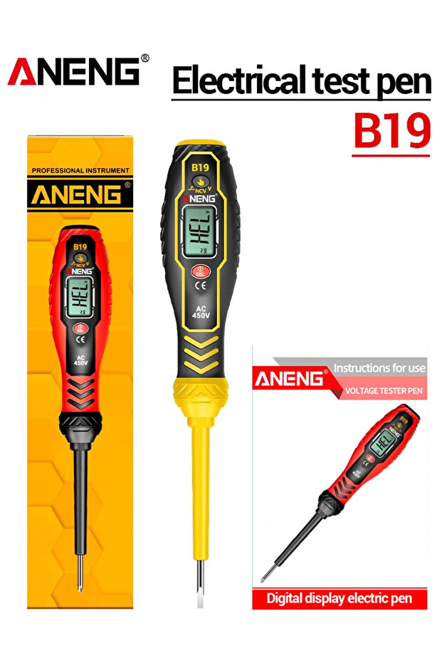 ANENG B19 Yellow Word ANENG B19 Cross/flat Screwdriver Pen Small Handheld Test Pencil Non-contact De