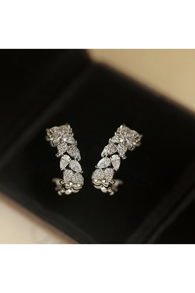 E3252 Huitan Exquisite Women's Hoop Earrings Silver Color Modern Fashion Ear Accessories Daily Weara