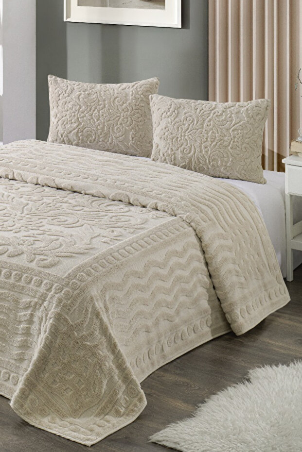 Loselya Series Dowry Bohemian Double Bedspread Set Plush Soft Fabric 220 X 230 cm 1 Bedspread, 50 X 70 cm 2 Pillowcases
