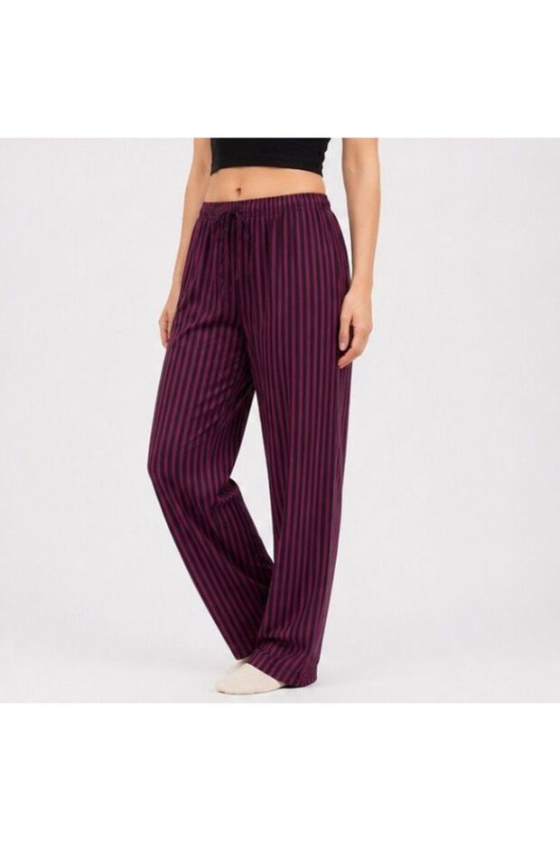 Women's Striped Pajama Bottoms Elastic Comfortable Fit Home Wear Pants