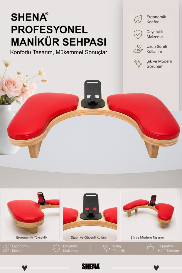 Manicure Table U Type Table with Phone Holder - Nail, Hand & Arm Rest Stand - Nail Art & False Nail Work Table