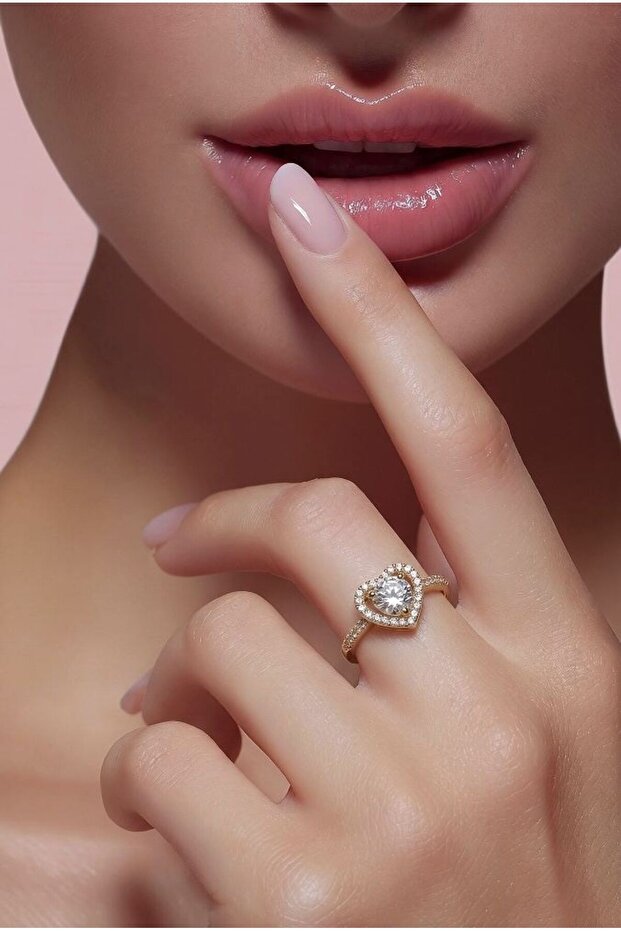 Adjustable Heart Figured Zircon Stone Ring