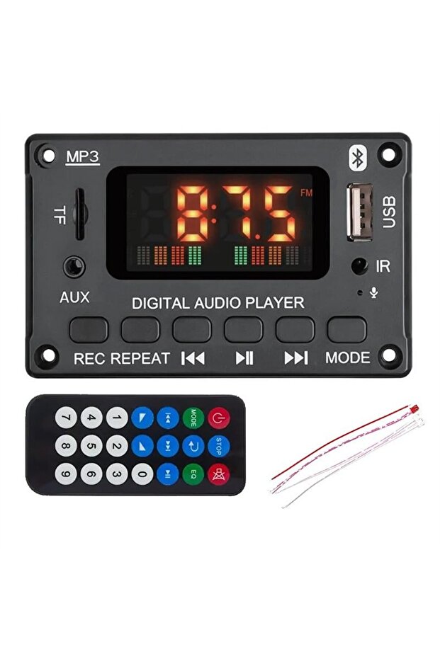 Mv-15560 Bluetooth/Usb/Tf/Aux Mp3 Decoder Module 5W+5W Stereo Amplifier with Digital Display
