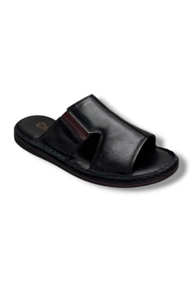 163-26 Genuine Leather Ultra Soft Wide Band Anatomical Men's Slippers 40-47