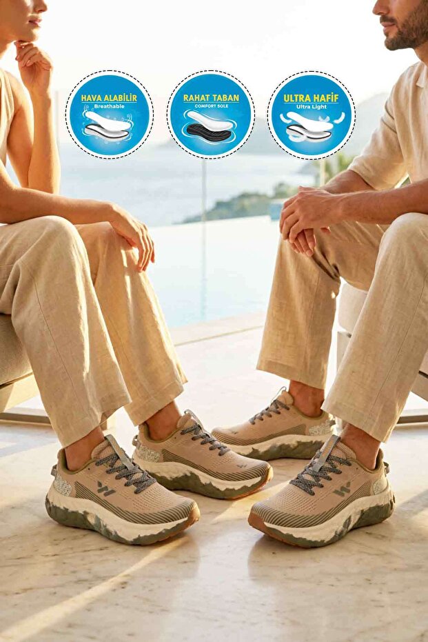 Flystep g Beige Memory Foam Unisex Sports Shoes