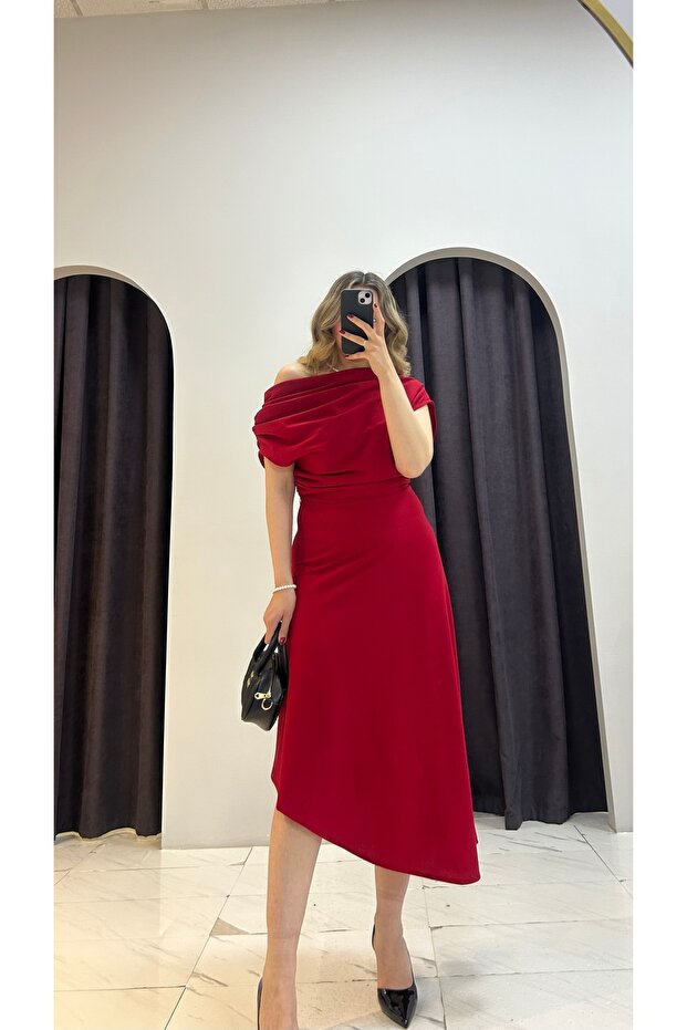 Shoulder Gathered Dress