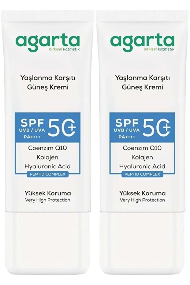 Anti-Aging Collagen Supported Spf+50 Factor Facial Sunscreen 50 ml (Set of 2)