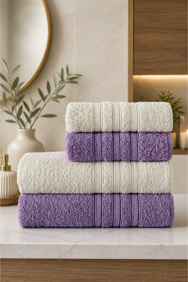 Purea Cotton 50X90-70X140 cm 4-Piece Bath Towel Set