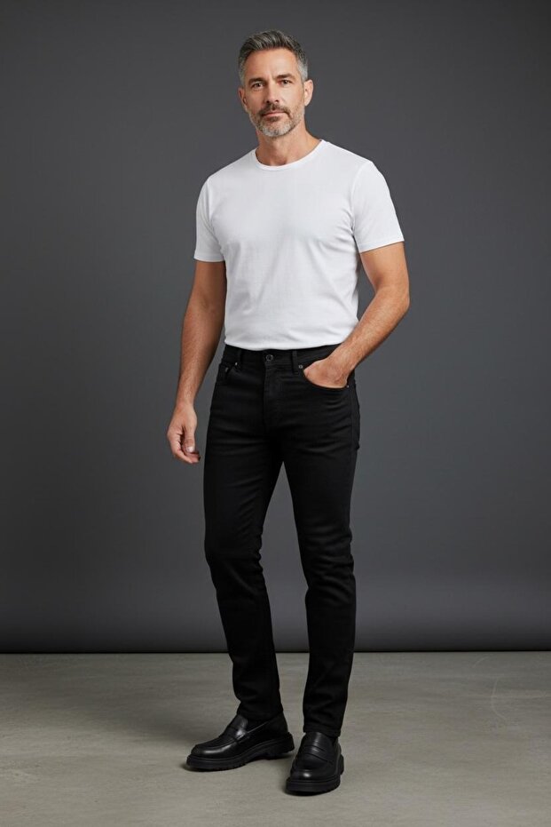 Men's Regular Fit Lycra Denim Trousers Comfortable Flexible Daily Stylish 5 Pockets