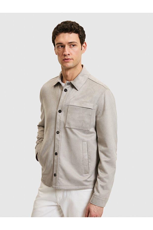 Gray Leather Jacket 50321069-Vr024 - 1