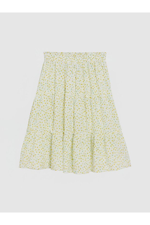 New season ecru elastic waist layered skirt for girls from gulis clothing