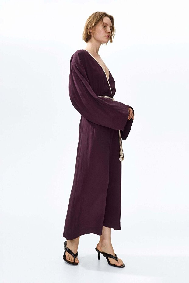Belted viscose dress