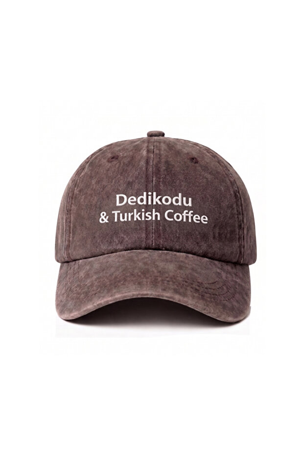 ''Dedikodu & Turkish Coffee'' Embroidered Washed Hat /''Dedikodu & Turkish Coffee'' Embroidered Washed Baseball Cap