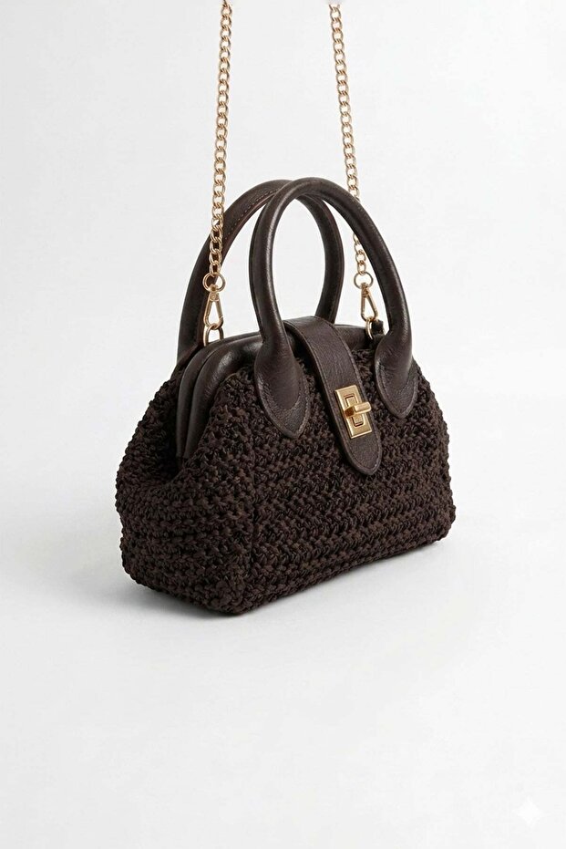 Cross Strap Straw Handbag - 1