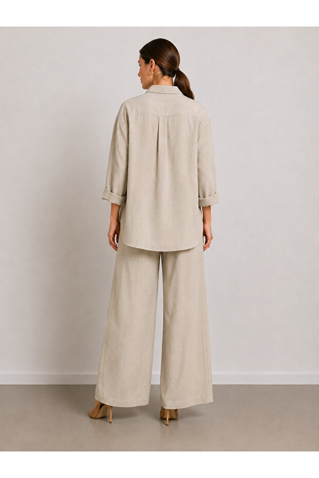 Oversize Slit Tunic Trousers Set - 2