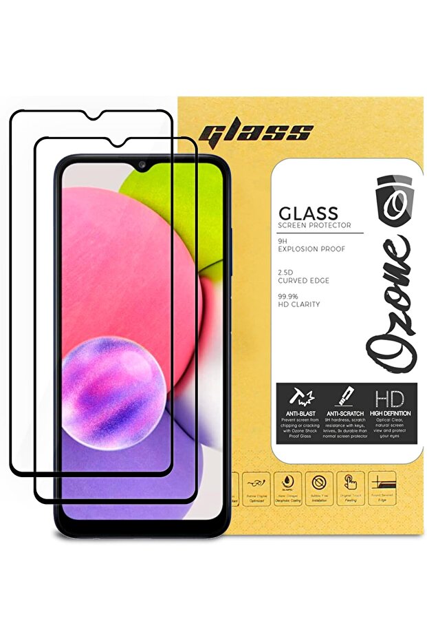 [ 2 Pack ] Screen Protector for Samsung Galaxy A30s Tempered Glass Shock Proof Bubble Free HD Clear Scratch Resistant Full Screen Coverage - Black
