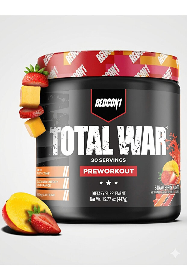 Total War - Pre Workout, 30 Servings, Boost Energy, Increase Endurance And Focus, Beta-Alanine, 350Mg Caffeine, Citrulline Malate, Nitric Oxide Booster - Keto Friendly (Strawberry Mango)