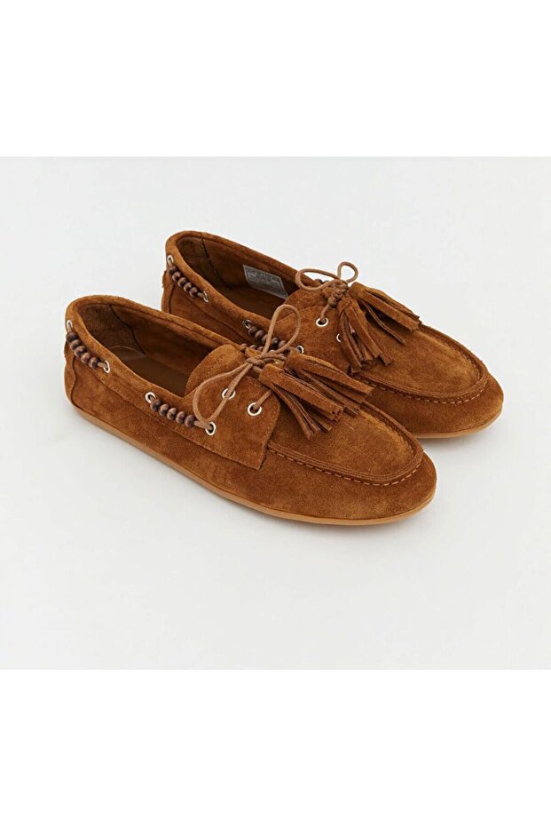 Genuine Leather Tan Suede Women's Leather Ballerinas Dp86-0001