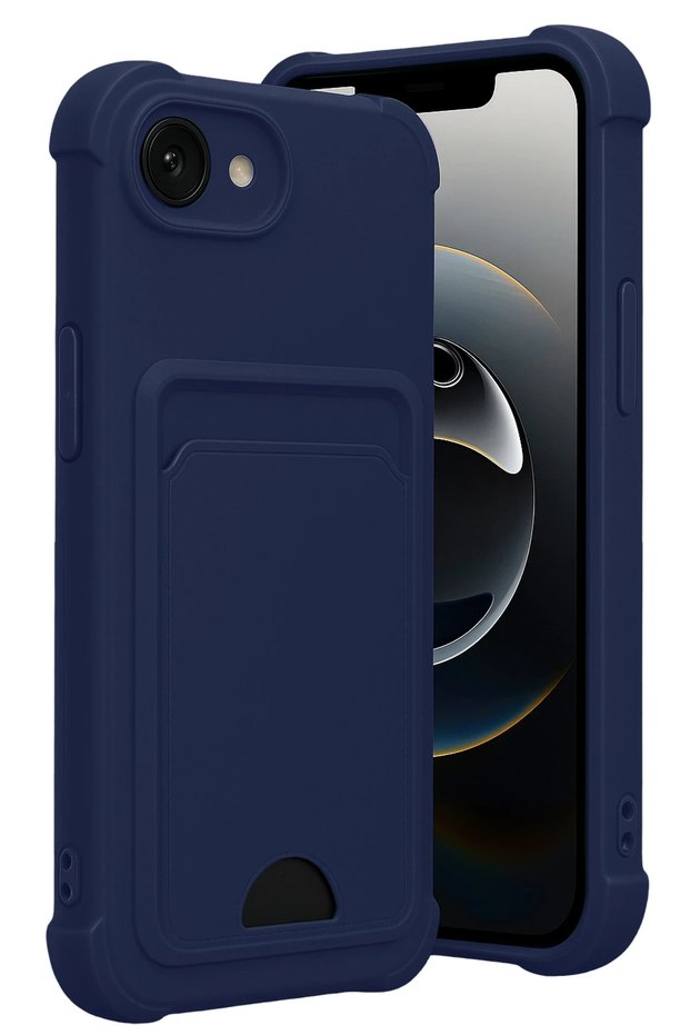Ilkeshop New iPhone 16E Kelvin Silicone with Business Card Holder (122714) - Navy Blue