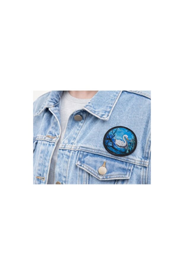 Patch brodat Lebădă, 83mm, aplicabil pe textile - 5