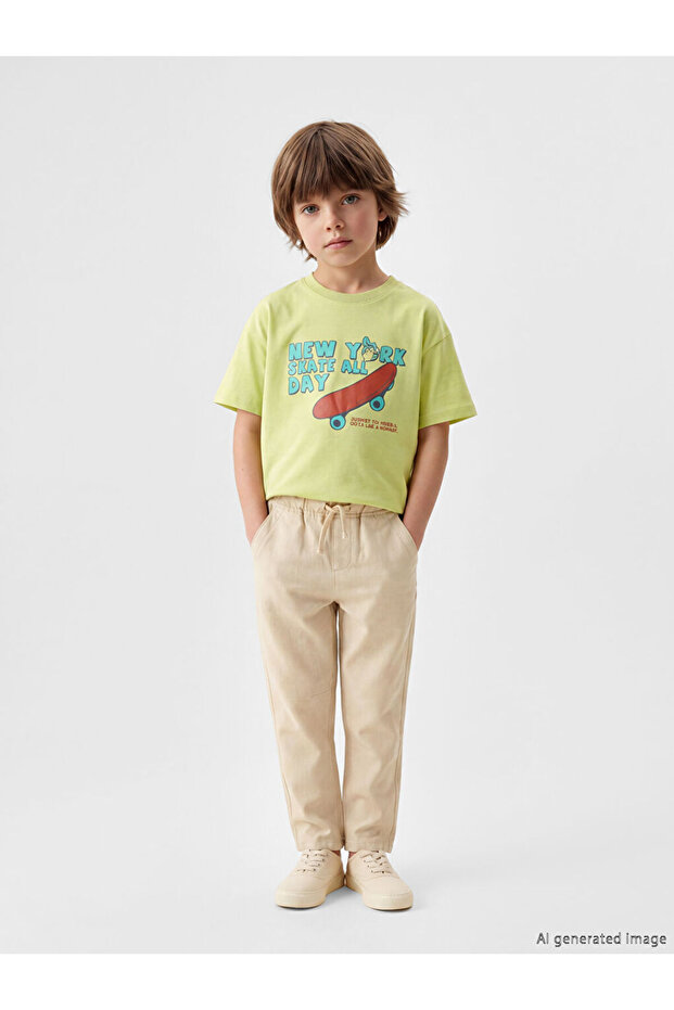 Rmz Gi̇yi̇m Farkiyla Nostalgic Monkey Printed Unisex Kids T-Shirt