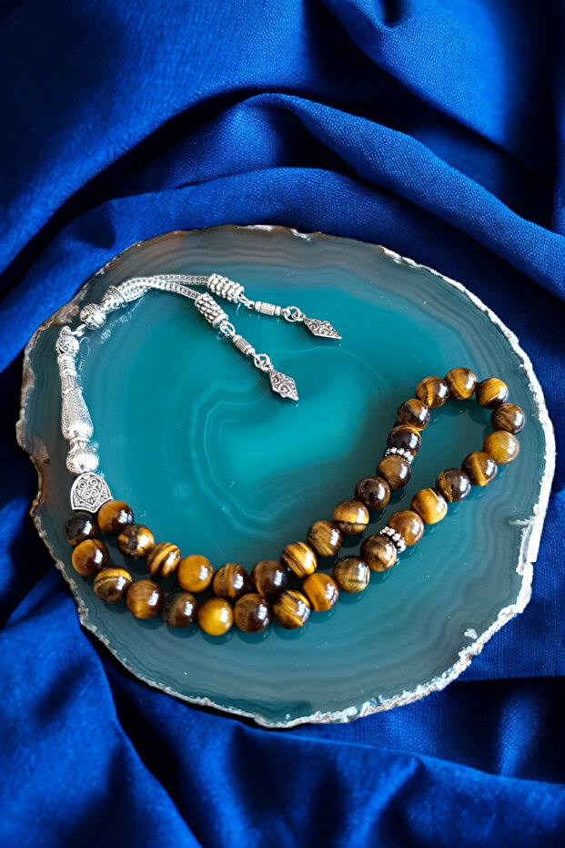 Tiger's Eye Stone Prayer Beads 33 Prayer Beads 8 mm Natural Stone Prayer Beads Special Personal Gift Mdf Special Box