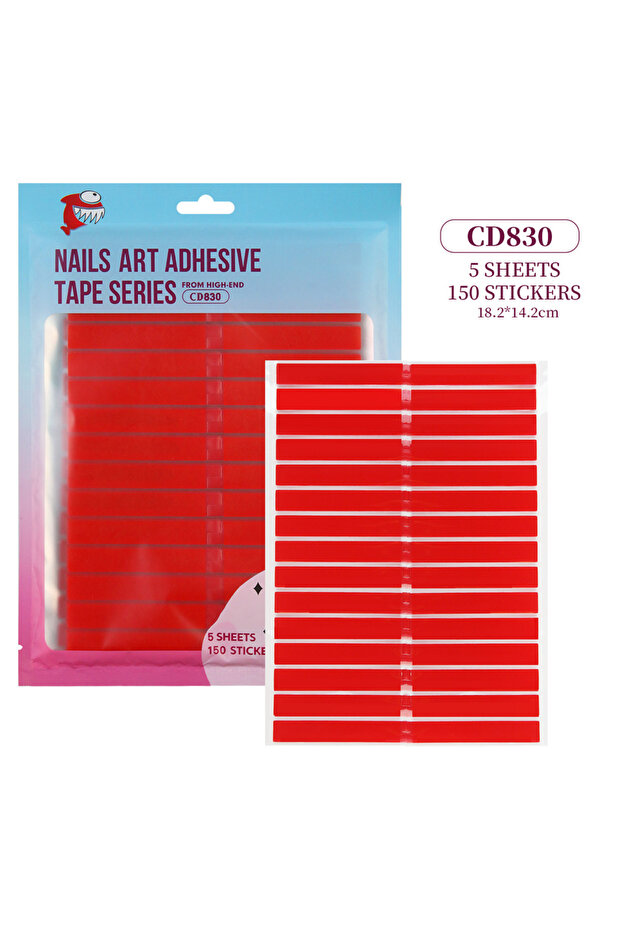 06-Red 5Sheet 5/10Sheet Nail Double-Side Adhesive Tape for Nails Tips Holder Traceless Transparent M