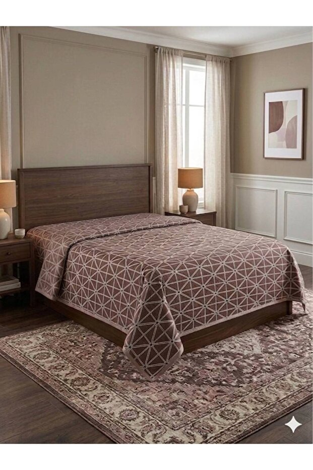 طباعة نمط النجمة المتعددة الأضلاع 200x240 سم. سرير مزدوج (بالت) مفرد