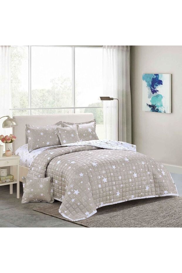 مفرش سرير مظغوط صيفي 6 قطع مشجر 240*230