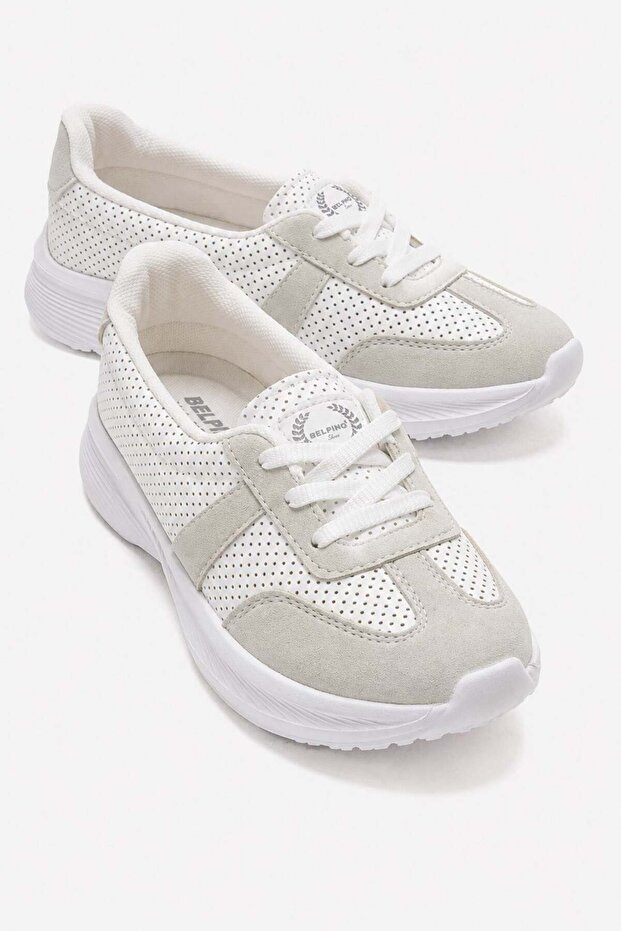 Women's Double-Faced Studded Sneakers White Stone
