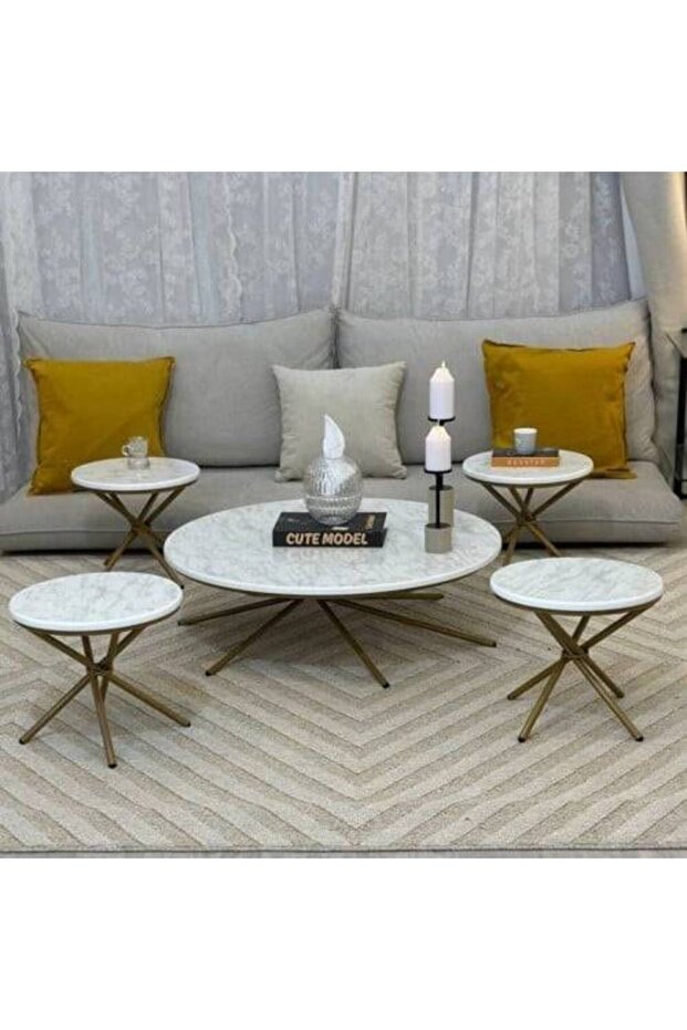 طقم طاولات X مع 4 طاولات تقديم - تصميم عصري مميز