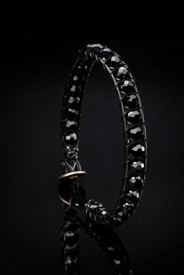 Women's Men's Natural Stone Leather Obsidian Natural Stone Bracelet for Women and Men