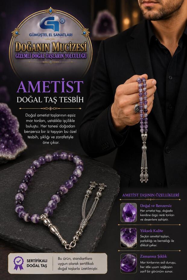 Certified Amethyst Natural Stone Prayer Beads