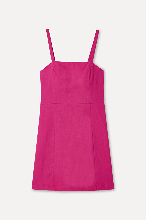 Women's Pink Sleeveless Linen Mini Dress