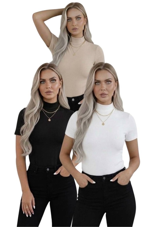Women's 3-Piece Viscose Body Half Turtleneck Half Sleeve