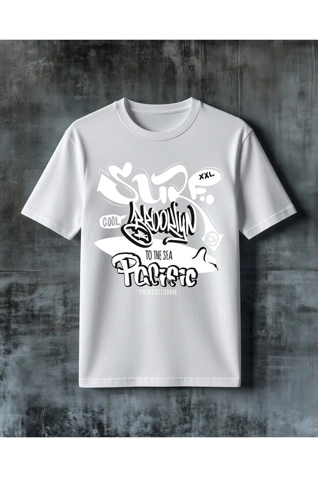 Sea Graffiti Printed Oversize T-Shirt