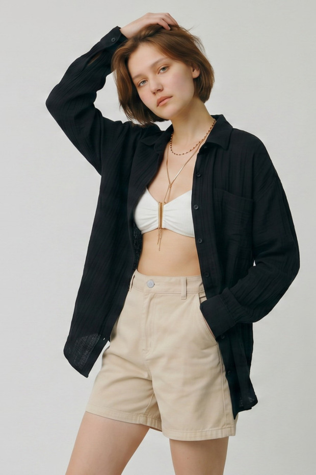 Women's Oversize Long Sleeve Shirt 100% Cotton