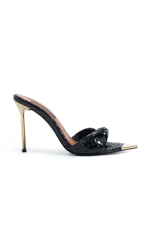 Viola Heeled Slippers - Black
